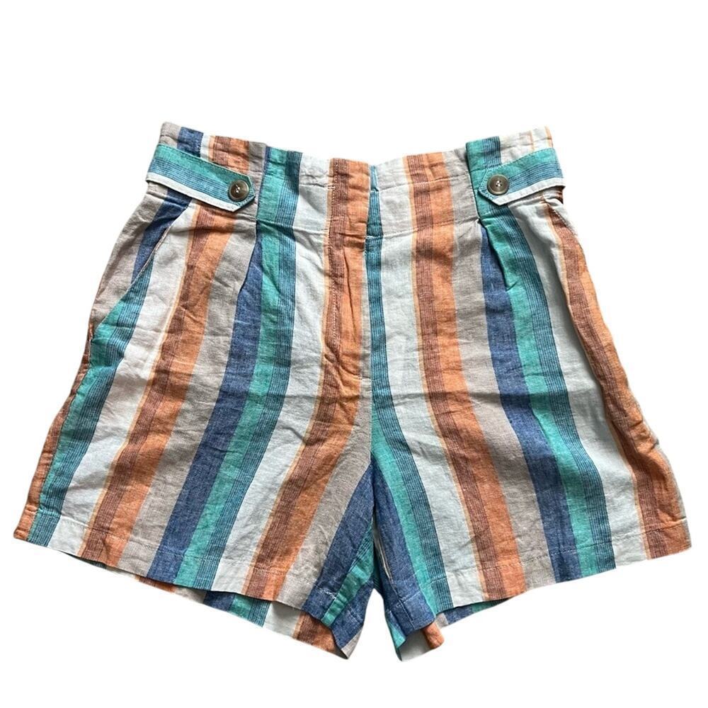 New York and Company Striped High Wasted Linen Blend Shorts- Size M‎